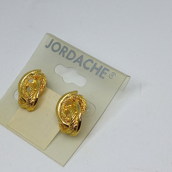New Vintage Golden Original Jordache rod pierced earrings 90's rare find NEW! - Picture 4 of 8